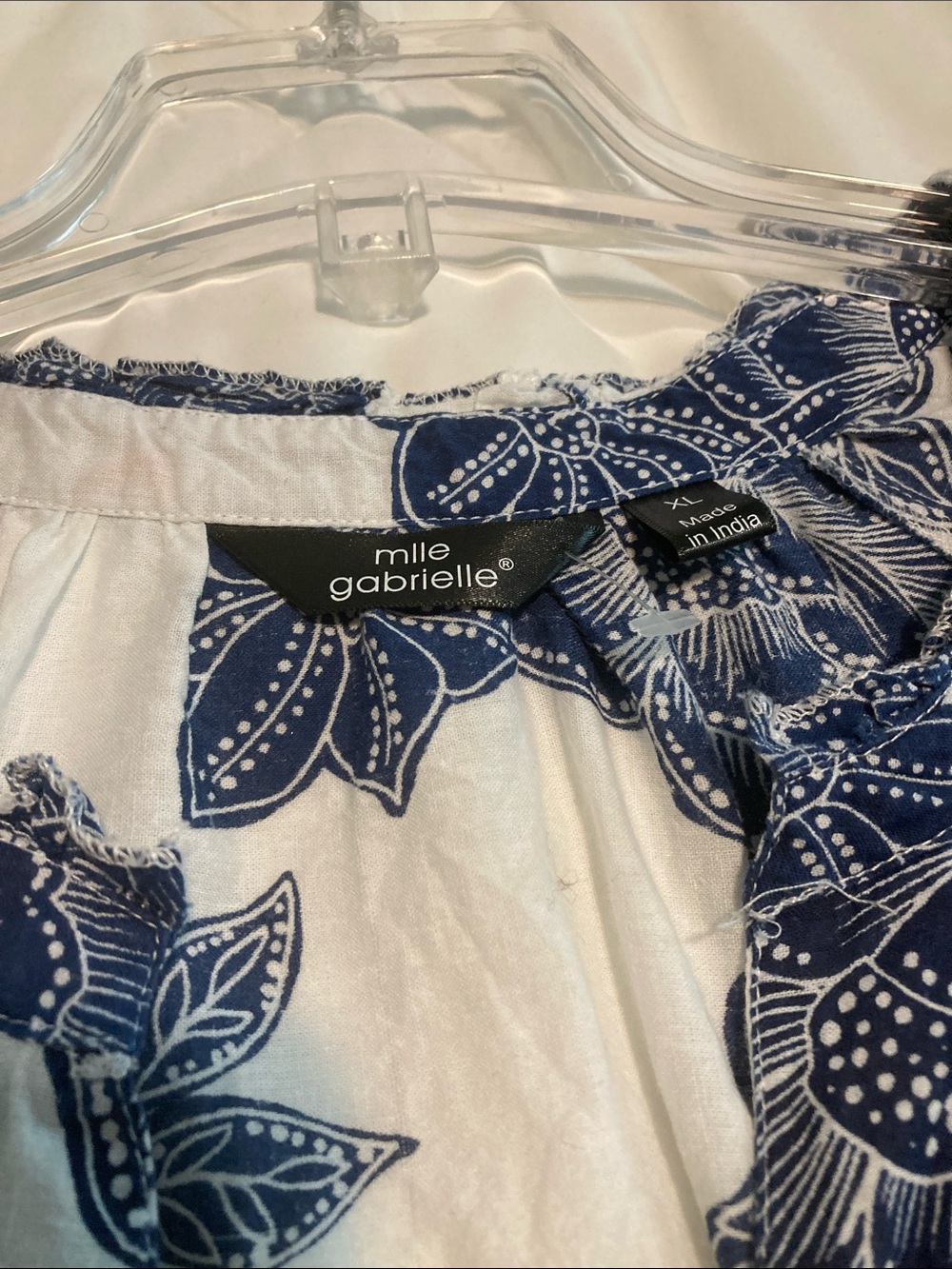 White and Navy Floral Tiered Midi Dress - Picture 2 of 4
